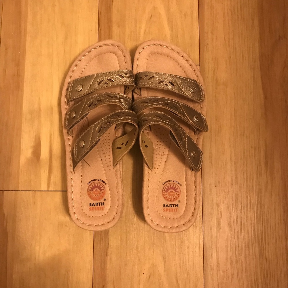 Gold sandals with adjustable straps